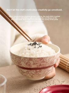 YOGEHOME | Personal Use Red Rose Ceramic Bowl