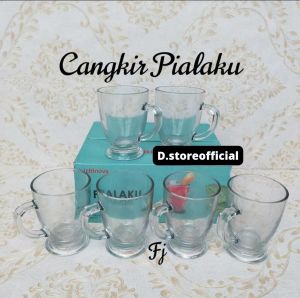 Gelas Minum Set Kaca / Gelas Minum Set Beling / Gelas Jus Polos Beling / Gelas Gagang / Cangkir Teh Set / Cangkir Kopi Set
