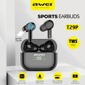 Awei T29/T29P Wireless Bluetooth Earphone with Digital Display Wireless Earphones Low latency Bluetooth 5.3 IPX6 Waterproof Earphones Stereo Surround Game Music Sports Earbuds with 300mAh Charge Box Suitable For All Bluetooth Devices