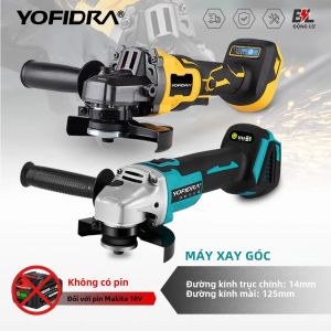 Máy Mài Góc Không Chổi Than YOFIDRA 125MM M14 Dụng Cụ Điện Chế Tác Gỗ Tương Thích Với Pin Makita Dùng Cho Gia Đình Tự Làm Đánh Bóng Cắt