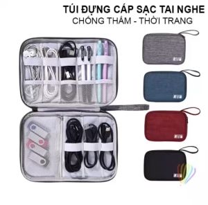 Túi đựng cáp sạc tai nghe phụ kiện điện thoại pin dự phòng túi nhiều ngăn tiện ích du lịch