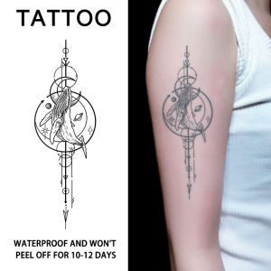 Whale and Geometric 1Pc Waterproof Temporary Tattoo Stickers Long-lasting Waterproof for One to Two Weeks For Arm Leg.