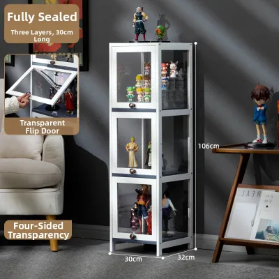 Multi-layer With Doors Storage Cabinet for Display and Book Organization