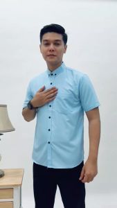 Kemeja polos pria lengan pendek warna navy jumbo matt catton ukuran m l xl xxl xxxl premium distro casual kerja kantoran