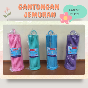 MYPLAST Gantungan Jemuran Baju 30 stik Jemuran Gantung Lipat Baju Bayi Warna Pastel Folding Hanger merk Myplast type 30 stik