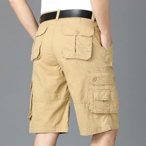 Cotton 5 Half Length Parka Shorts Mens New Arrival Summer Loose Straight-leg Bermuda Shorts 6 Six Points Multi-Pocket Breeches Beach