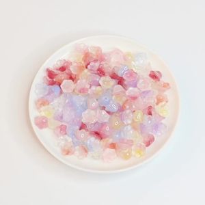 50pcs Colorful Lily of The Valley Flower Shape Bead 12x7.5mm Lampwork Glass Loose Beads For DIY Craft Jewelry Making Accessories