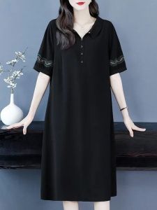 QIAOXIZI | Summer Oversized Polo Collar A-Line Slimming Dress