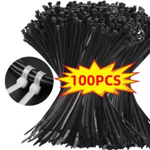 100Pcs Nylon Cable Ties Adjustable Self-locking Cord Ties Straps Fastening Loop Reusable Plastic Wire  Ties for Home Office