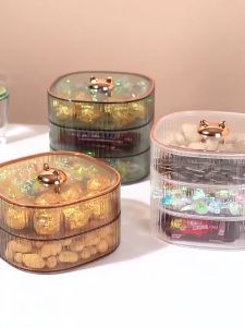 A2U - Creative Food Grade - 3 Layer Fruit Plate Storage Box With Cover - Household Nuts Snacks Candy Storage Box