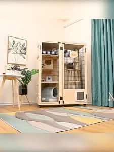 【SG SELLER】【FREE INSTALLATION】Solid Wood Cat Condo Cage Villa Super Large Space 360° Ventilation Adjustable Layer Height Cat Cage Net With Side Door