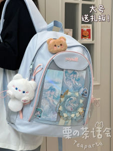 Cute Transparent Bikkuri Pain Girl Backpack Double Shoulder Bag Anime Themed Student Bookbag Womens Fashion Casual Backpack