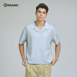 Organic Men's Buttonless Waffle Polo Shirt for Men and Women Breathable Korean Style Tops