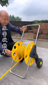 Heavy Duty Hose Reel Set Trolley Type Water Pipe Holder Car Washing/Cleaning/Irrigation Suitable for 50 Meter Hoses