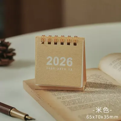 2026 Mini Simple Desk Calendar - Creative Spiral-Bound Calendar for Desktop Decoration & Office Stationery