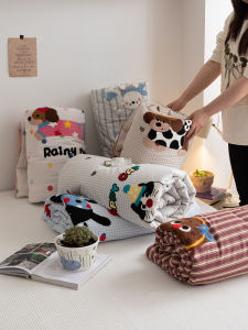 ผ้าห่มฤดูร้อนผ้าฝ้ายสองชั้นลายผ้าขนหนูน่ารัก ผ้าห่มสี่ชิ้น ผ้าฝ้ายแท้ นุ่ม อบอุ่น ผ้าห่มฤดูร้อน ผ้าฝ้ายแท้ ผ้าฝ้ายสองชั้น ผ้าขนหนูน่ารัก