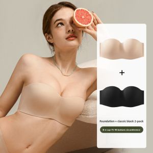 JIXIA | Wireless Strapless Bra Large Size Anti-Slip Gathered Chest Invisible Underwear For Young Women Thin Air Pad Design All Seasons