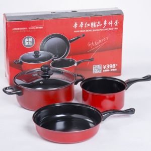 D307 Panci set Anti Lengket 3pcs / Panci Teflon Tutup Wajan Kaca / 3PCS PanciTeflonWajan