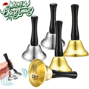 New Christmas Hand Bell Santa Claus Jingle Bells School Restaurant Call Bell Service Supplies 2024 New Year Christmas Decoration