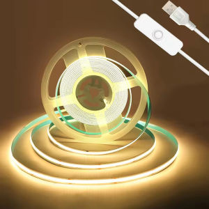 5V USB ON/OFF COB Strip 320Leds White/ Warm White Light for Home Decor Cabinet Lamp Flexible Ribbon Rope LED Light