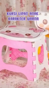 KURSI LIPAT MEJA PLASTIK KARAKTER ANAK MINI PORTABLE COWOK CEWEK SERBAGUNA - BANGKU ANAK