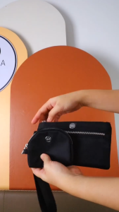 MICHAELA Re-Nylon Short Wallet Lettering Wristlet Dirt-Resist Roomy for Shopping Daily WP6517079 XD