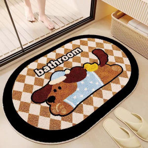 Cartoon Dog Llambda Carpet Soft Artificial Cashmere Bathroom Bedroom Door Mat Absorbent Non-Slip Home Decor Dog Foot Pad