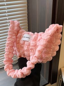 กระเป๋าสะพายทรงเกี๊ยวผ้าใบสไตล์สดสําหรับผู้หญิงความจุขนาดใหญ่เดินทางถุงช้อปปิ้ง หวาน สไตล์เลดี้ นุ่ม กระเป๋าถือ