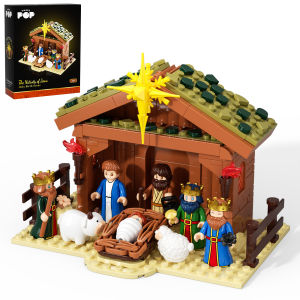 Jaki | JAKI Nativity Building Blocks Set for Adult 281pcs Christmas Manger Scene with Figures Animals Stable Display Holiday Home Decor
