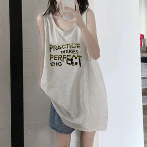 American Retro Pure Cotton Sleeveless Basketball Sports Vest Womens Summer Loose Top Casual Fashion Shoulder Strap Top