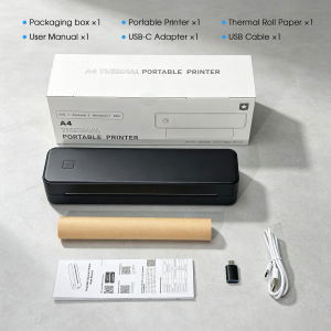 Máy In Nhiệt A4 Di Động Không Dây Không Mực Kết Nối Bluetooth USB Cho iOS Android PC - Sử Dụng Cho Văn Phòng Du Lịch Gia Đình Pin 1500mAh