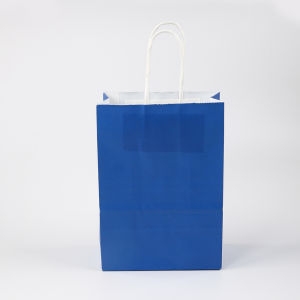 5/24Pcs Kraft Paper Bags Black Blue 16x22x8cm Reusable Gift Bag with Handle for Birthday Party Favor Wedding Christmas Shopping