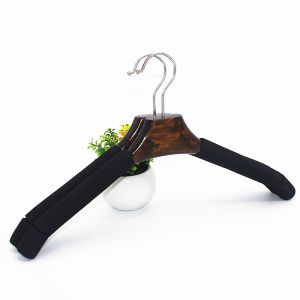 Real Wood Non-Slip Thickened Sponge Clothes Hanger for Coat Sweater Adult Clothing Store Wooden Hanger Retro Japanese Style