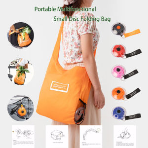 Portable Multi-functional Small Disc Folding Bag Eco Reusable Home Retractable Supermarket Shopping Storage Bag For Travels Shop