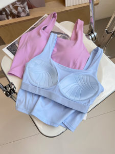 NULS Quality Integrated Fixed Cup Sports Underwear Square Collar Yoga Vest with Chest Pad Breathable Moisture Wicking Elastic Fitness Clothing for Women