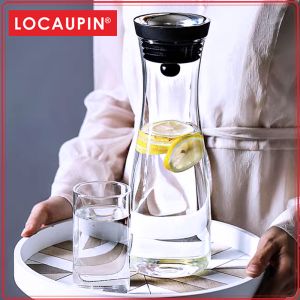 Locaupin Borosilicate Glass Bottle Pitcher Glass with Filter Flower Tea Microwave Safe High Temperature Tea Cups