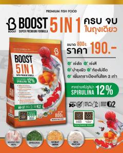 📦 (ใหม่) Boost 5in1 อาหารปลาสวยงาม (Boost 5in1) ครบจบในถุงเดียว - ขนาด 800 กรัม