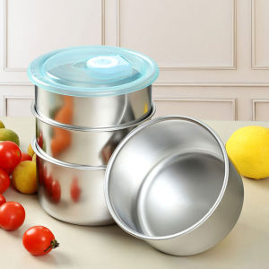 304 Stainless Steel Food Storage Box Container Antibacterial Refrigerator Fresh-keeping Box with Lid Microwave Bento Lunch Box