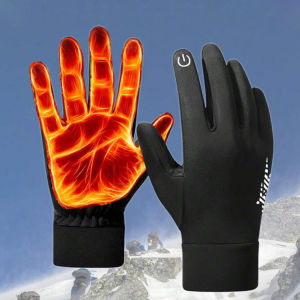 GTUBIKE Winter Thermal Waterproof Cycling Gloves Full Finger Men Women Ski Snow Gloves Thin Touch Screen Gloves for Running