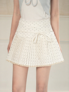 loveheynew | Chân Váy Midi Nếp Li Chấm Bi Cao Waist Giúp Giảm Cân và Trẻ Hóa