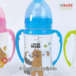 We Bare Bears 11oz/330ml Botol Susu Bayi / Wide Neck Baby Feeding Milk Bottle With Handle BPA Free 30442 WBB