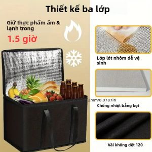 Túi Cách Nhiệt Cỡ XL/Lớn Để Bảo Quản Thực Phẩm Nóng & Lạnh Túi Giữ Nhiệt Mềm Túi Đựng Đồ Tạp Hóa Có Khóa Kéo Chắc Chắn Nhẹ Giữ Nóng Pizza