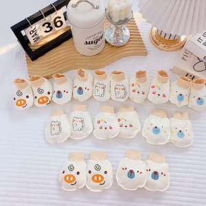 Set mũ bao tay bao chân cho bé sơ sinh chất Petit viền nâu họa tiết thú siêu mềm mát ĐP Baby DP03