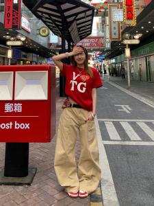 Muziyang Summer Short Sleeve T-Shirt Womens Loose Base Layer Shirt Cotton Polyester Blend Print Love Letter American Style