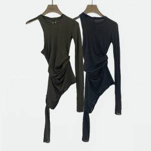 Dark Street New Easy Dreaming Pure Cotton Thin Double Layer Long Sleeve Base Ladies Trendy Tee Slim Fit Street Style Autumn Thin Cotton T-Shirt