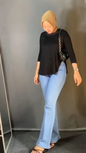 Celana Cutbray Jeans Wanita Highwaist