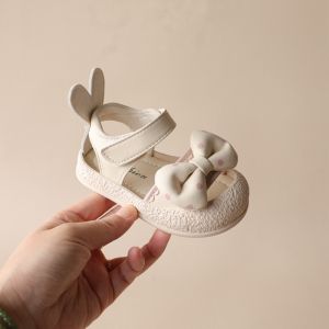 Butterfly Knot Baby Girl Sandals Anti-Kick Wear-Resistant Toddler Walking Shoes Summer Beach Shoes Non-Slip Low Cut Slip-On