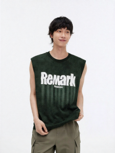 Semir | Áo tanktop dáng rộng cổ tròn in chữ bằng da lộn phong cách đường phố
