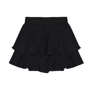 Váy Ngắn Xếp Ly Cỡ Lớn Màu Đen Cho Nữ Mùa Xuân Hè Váy Ngắn Tay Ngắn Cạp Cao Phong Cách Cổ Điển Váy Chữ a