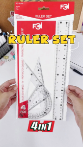 FCI Measuremet Ruler Set Includes Set 4 IN 1 Triangle Right triangle Protractor and Ruler Ideal For School Supplies Stationery